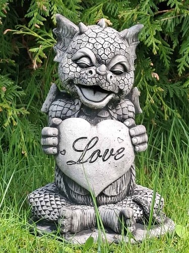Gartenfigur steinfigur drache - gartenfigur,