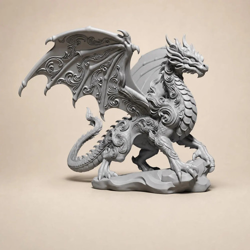 Floral drache skulptur - floral,